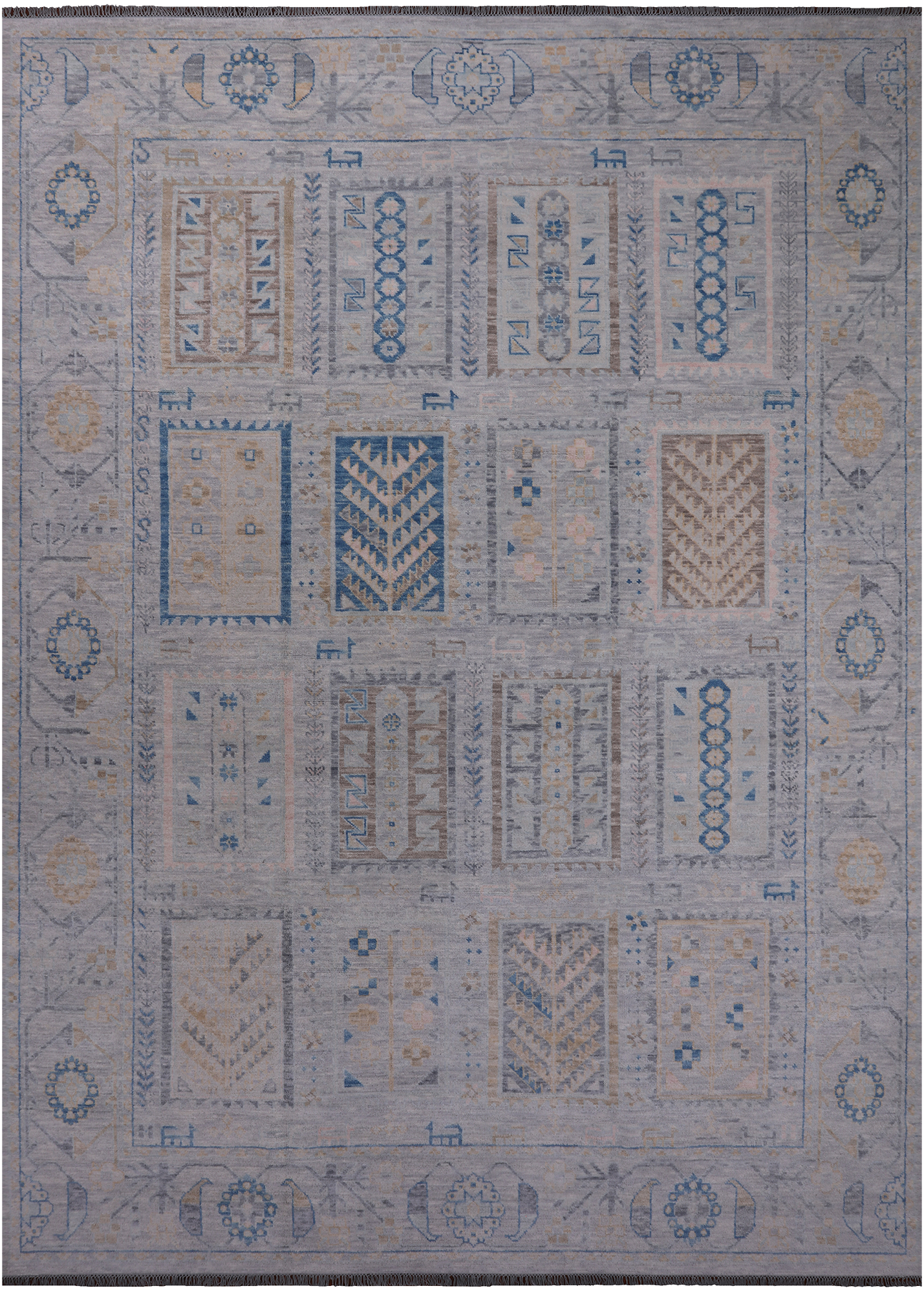 Silver Tribal Persian Gabbeh Handmade Wool Rug - 10' 3" X 14' 2"