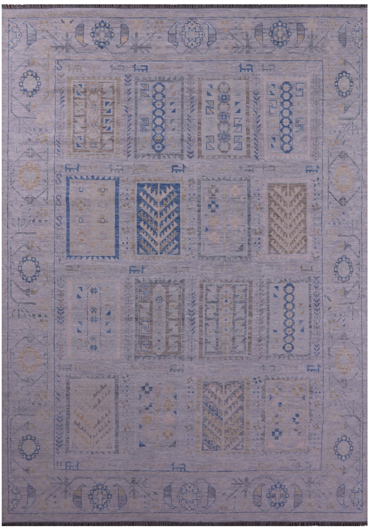 Silver Tribal Persian Gabbeh Handmade Wool Rug - 10' 3" X 14' 2" - Golden Nile