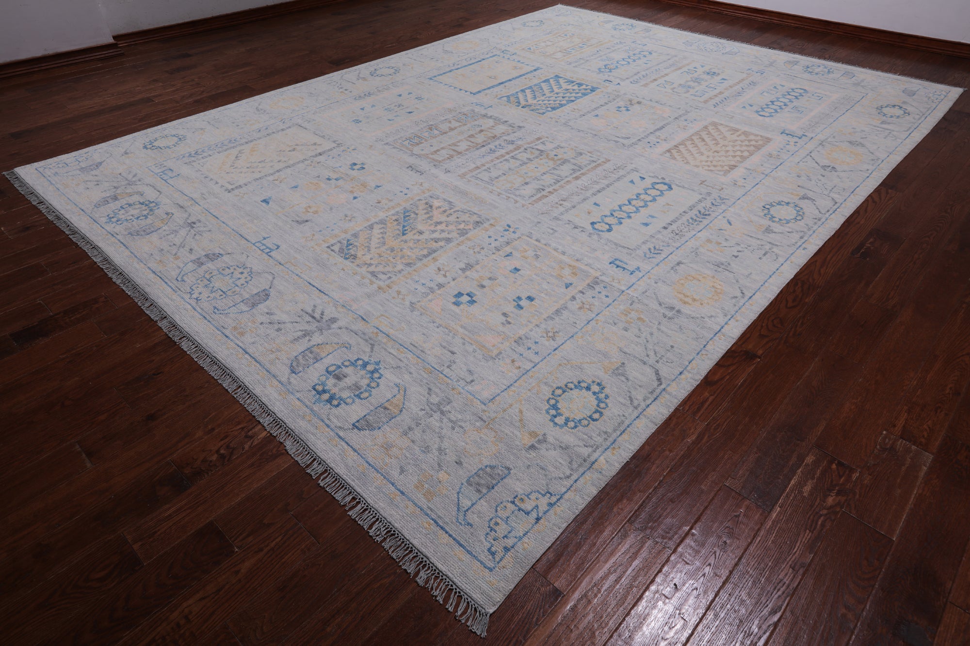 Silver Tribal Persian Gabbeh Handmade Wool Rug - 10' 3" X 14' 2"
