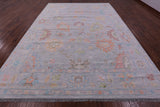 Silver Turkish Oushak Hand Knotted Wool Rug - 10' 3" X 13' 11" - Golden Nile