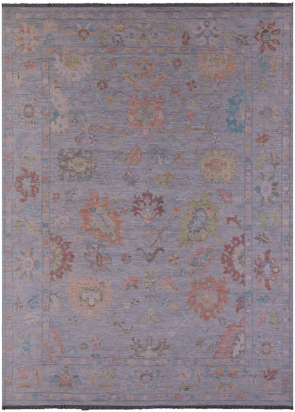 Silver Turkish Oushak Hand Knotted Wool Rug - 10' 3" X 13' 11" - Golden Nile