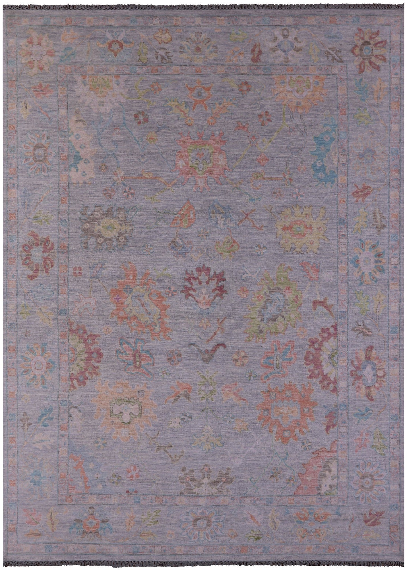 Silver Turkish Oushak Hand Knotted Wool Rug - 10' 3" X 13' 11" - Golden Nile