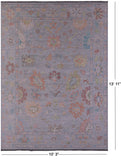 Silver Turkish Oushak Hand Knotted Wool Rug - 10' 3" X 13' 11" - Golden Nile