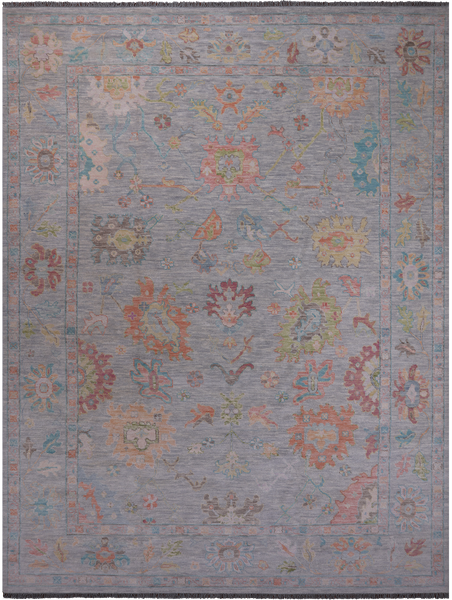 SUPER SALE Silver Turkish Oushak Hand Knotted Wool Rug - 10' 3" X 13' 11"