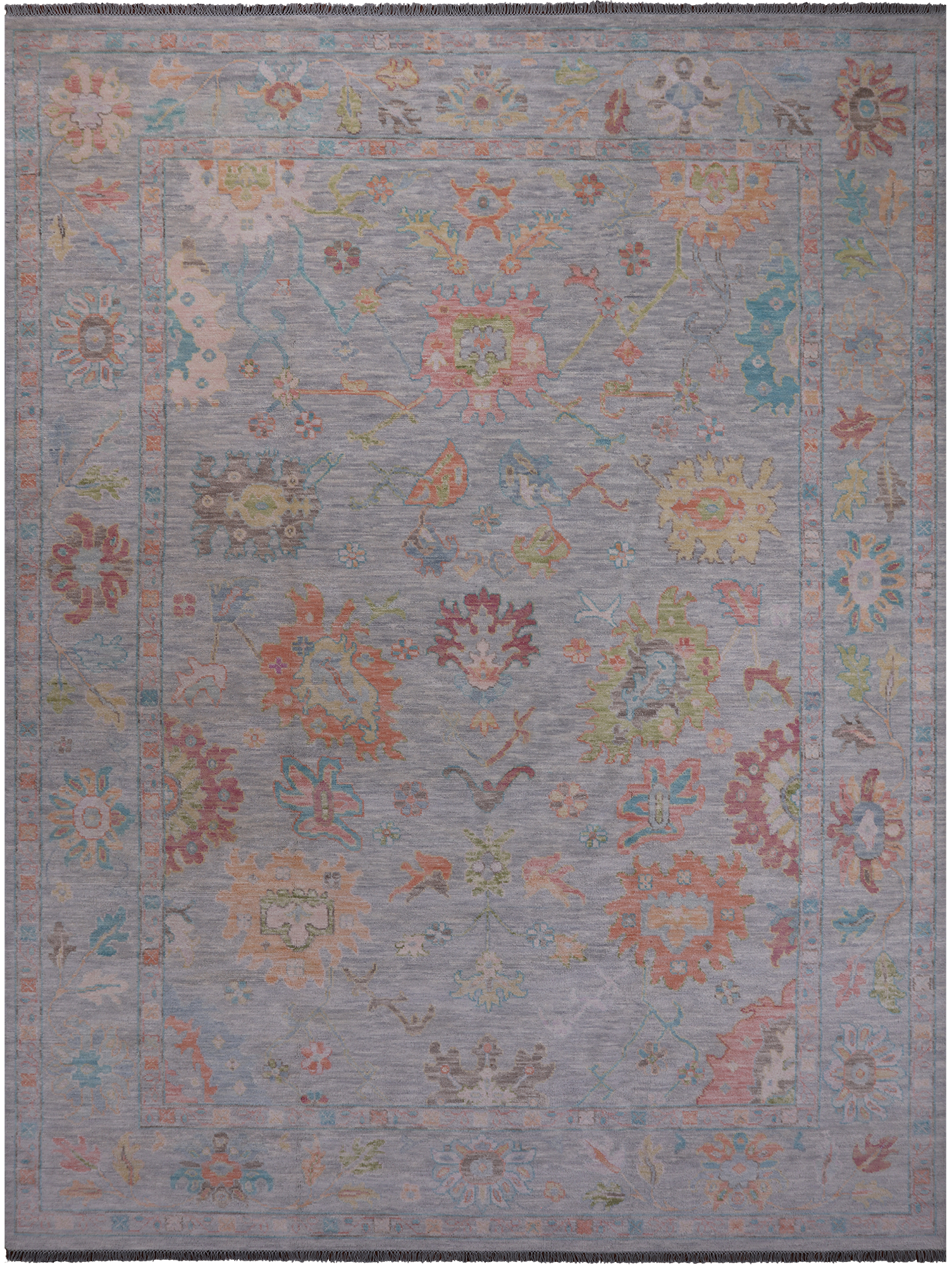 SUPER SALE Silver Turkish Oushak Hand Knotted Wool Rug - 10' 3" X 13' 11"