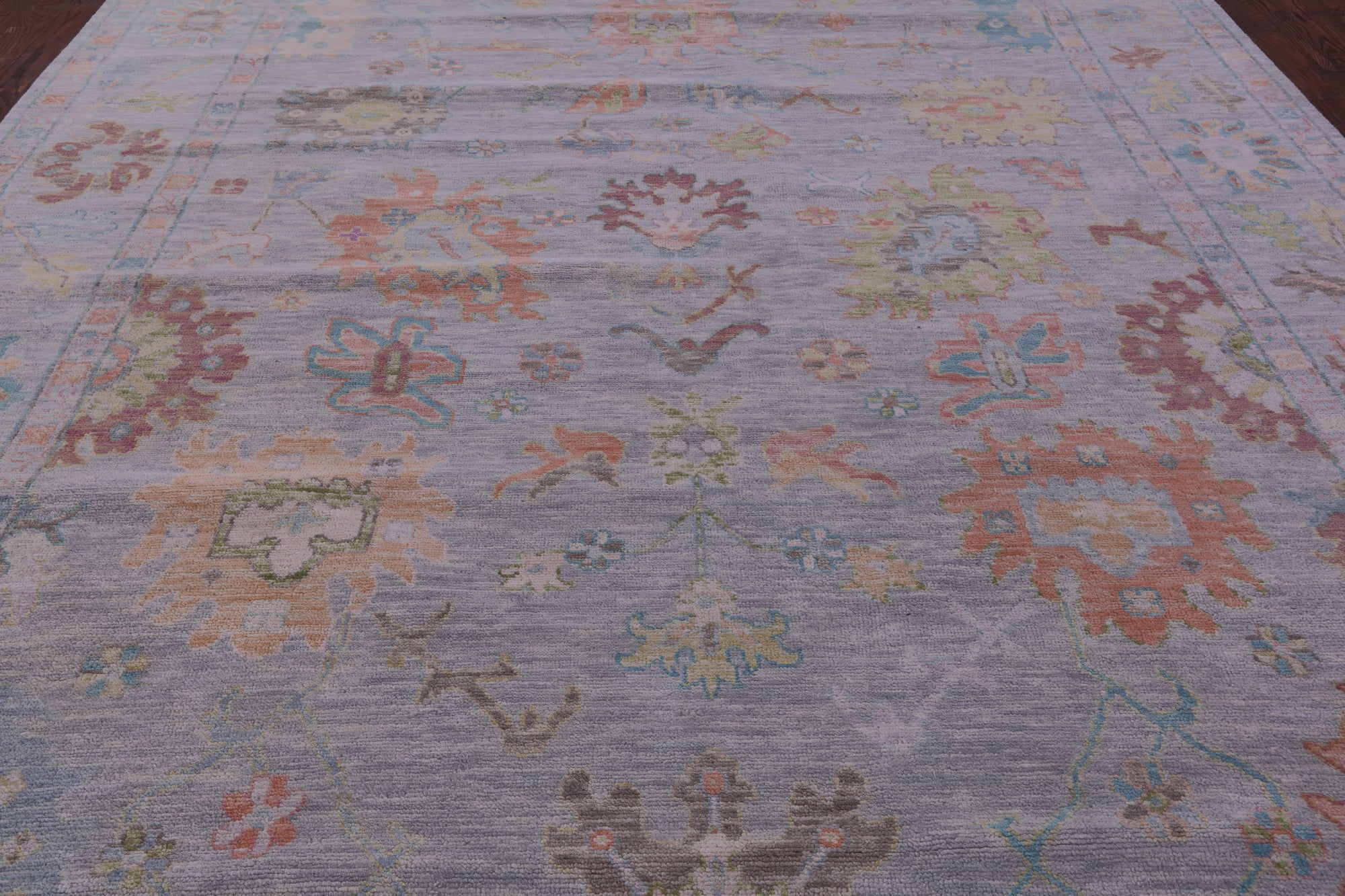 Silver Turkish Oushak Hand Knotted Wool Rug - 10' 3" X 13' 11" - Golden Nile