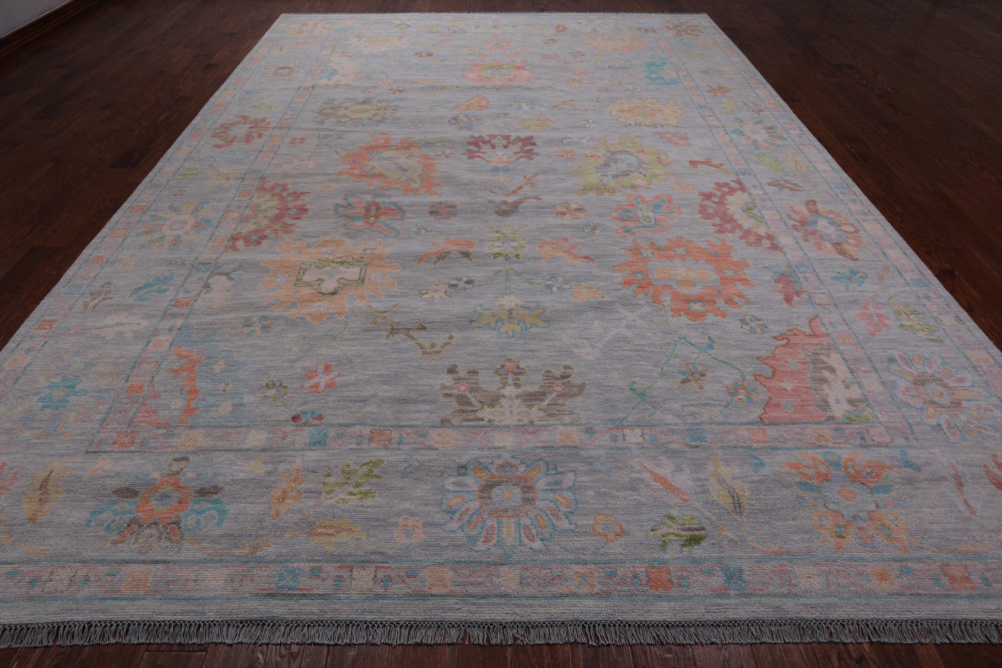 SUPER SALE Silver Turkish Oushak Hand Knotted Wool Rug - 10' 3" X 13' 11"
