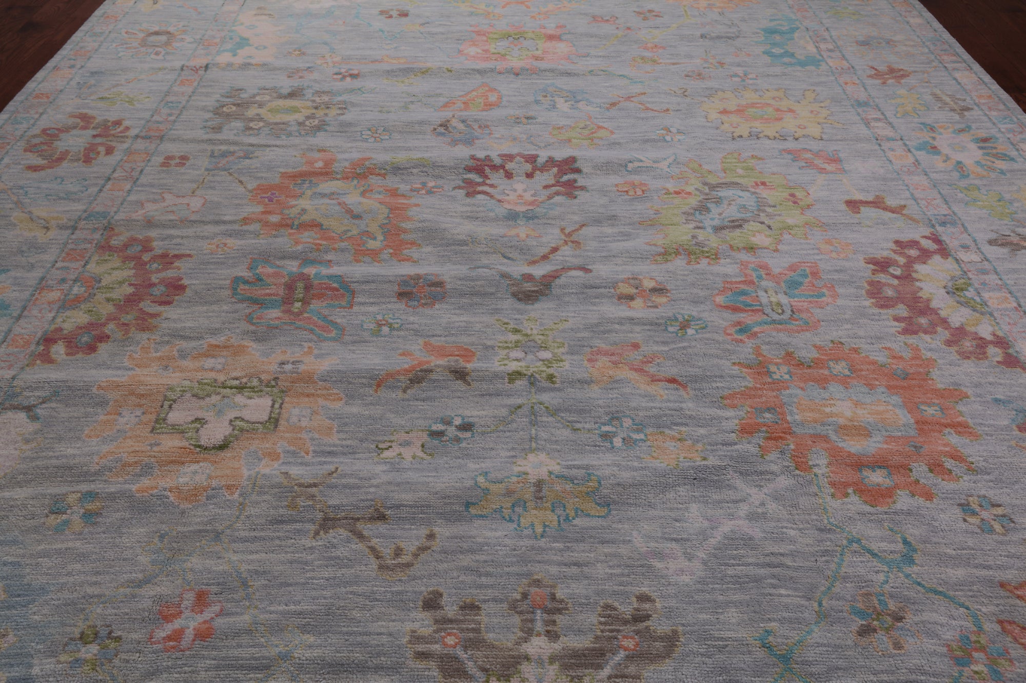 SUPER SALE Silver Turkish Oushak Hand Knotted Wool Rug - 10' 3" X 13' 11"