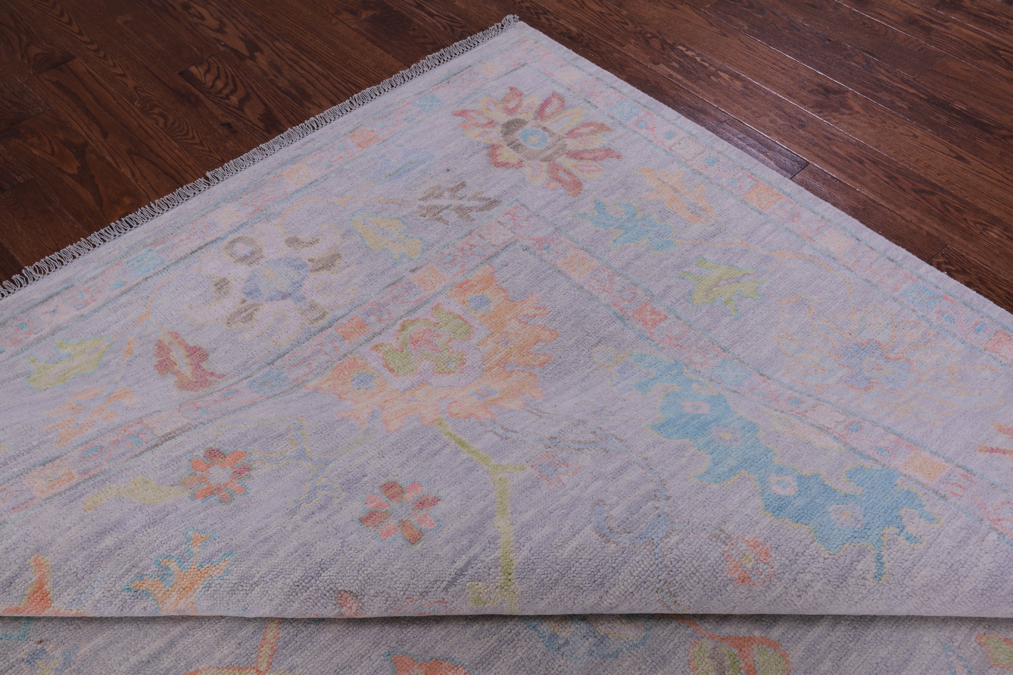 Silver Turkish Oushak Hand Knotted Wool Rug - 10' 3" X 13' 11" - Golden Nile