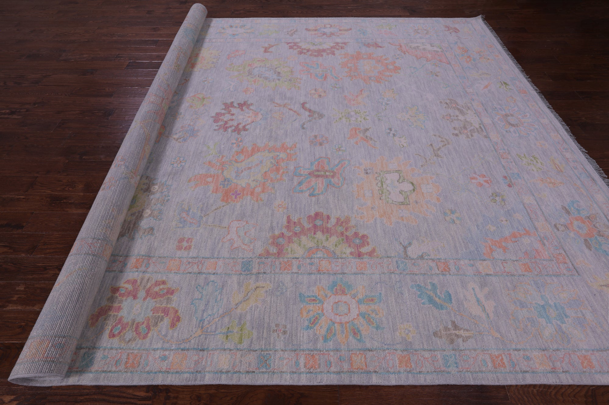 Silver Turkish Oushak Hand Knotted Wool Rug - 10' 3" X 13' 11" - Golden Nile