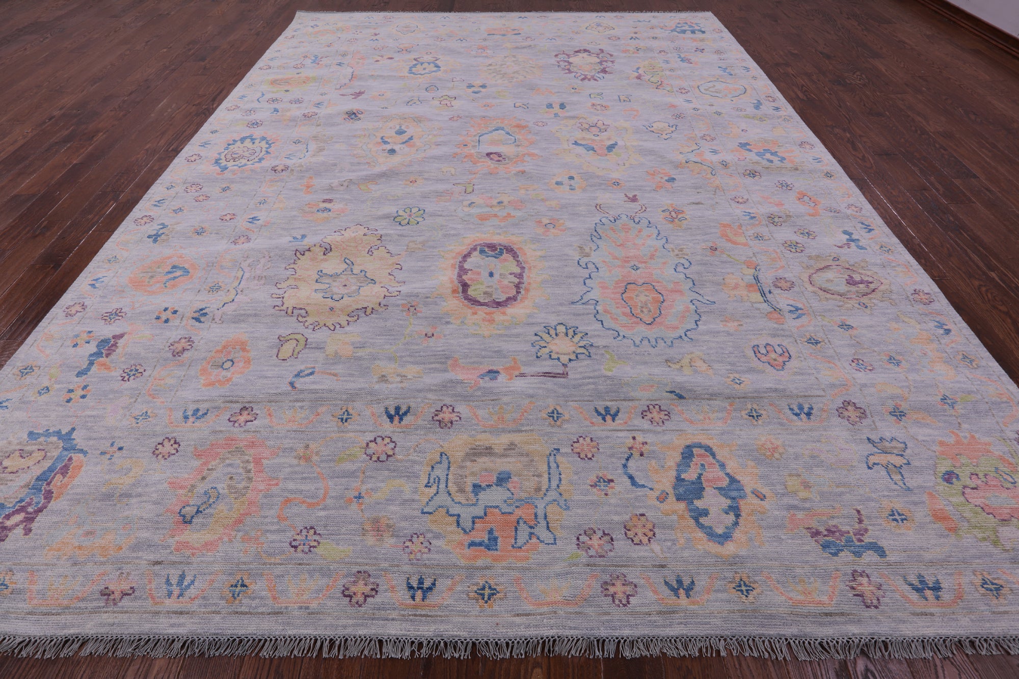 Grey Turkish Oushak Hand Knotted Wool Rug - 10' 3" X 13' 10" - Golden Nile