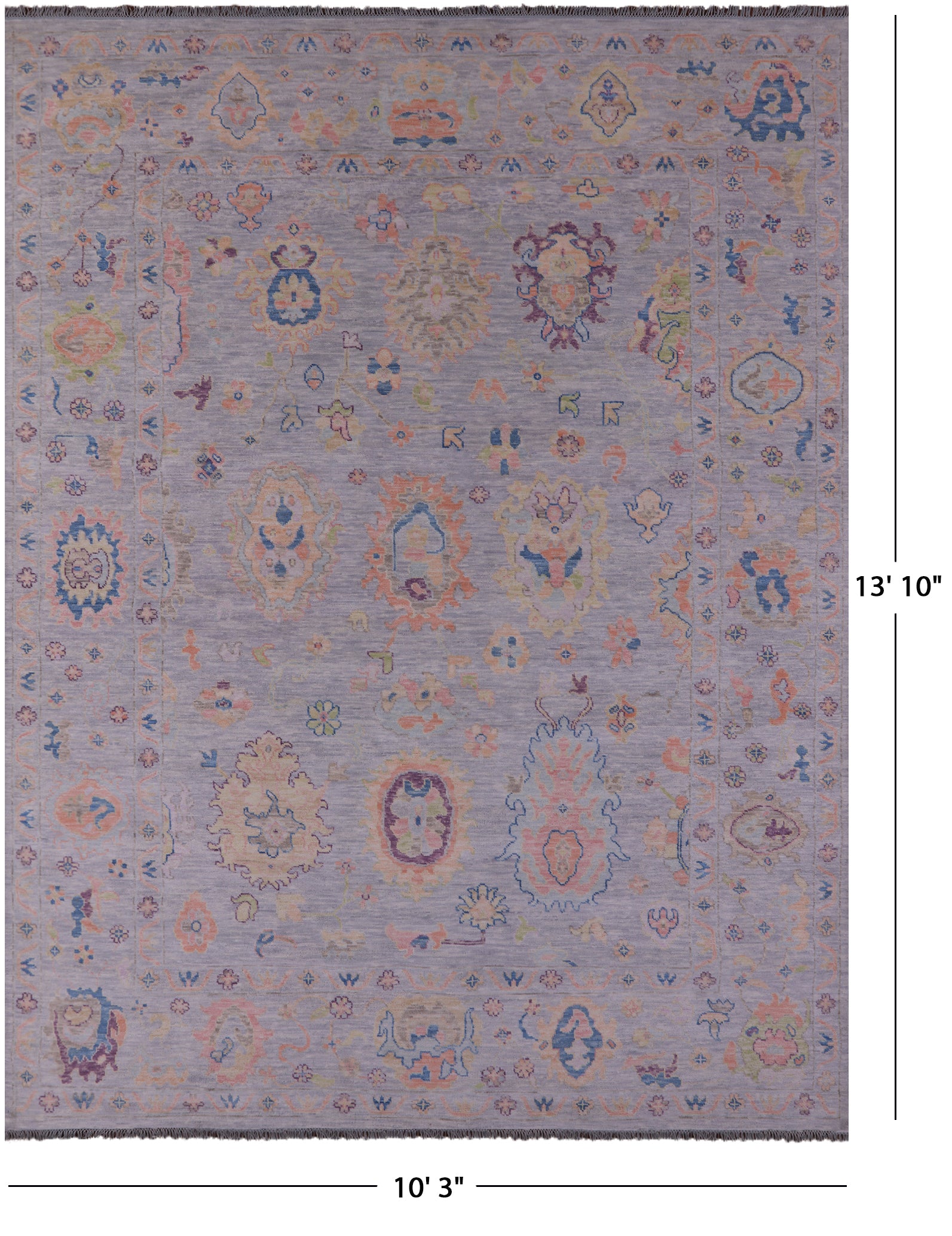 Grey Turkish Oushak Hand Knotted Wool Rug - 10' 3" X 13' 10" - Golden Nile