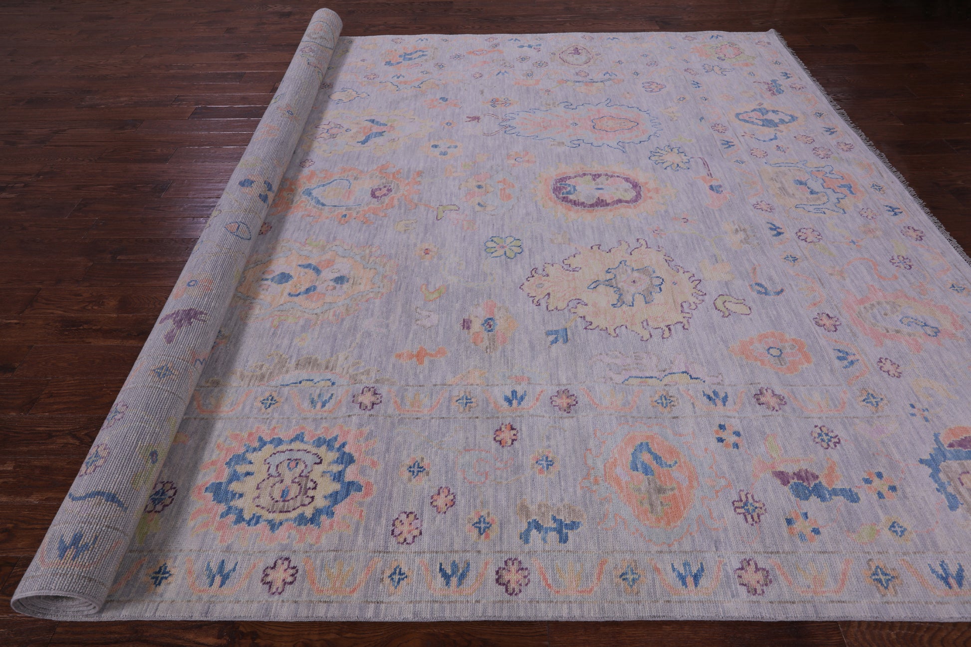 Grey Turkish Oushak Hand Knotted Wool Rug - 10' 3" X 13' 10" - Golden Nile