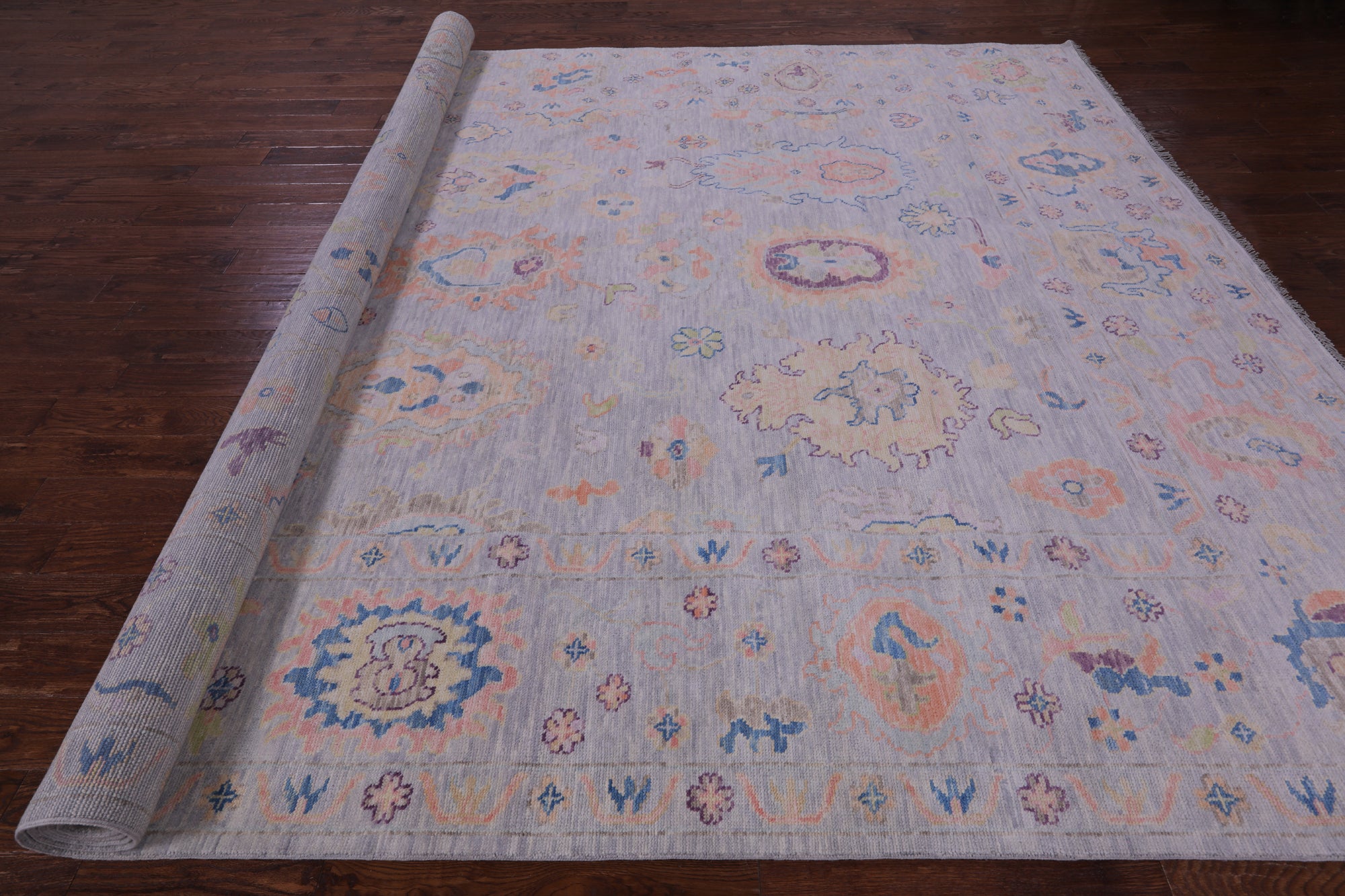 Grey Turkish Oushak Hand Knotted Wool Rug - 10' 3" X 13' 10" - Golden Nile