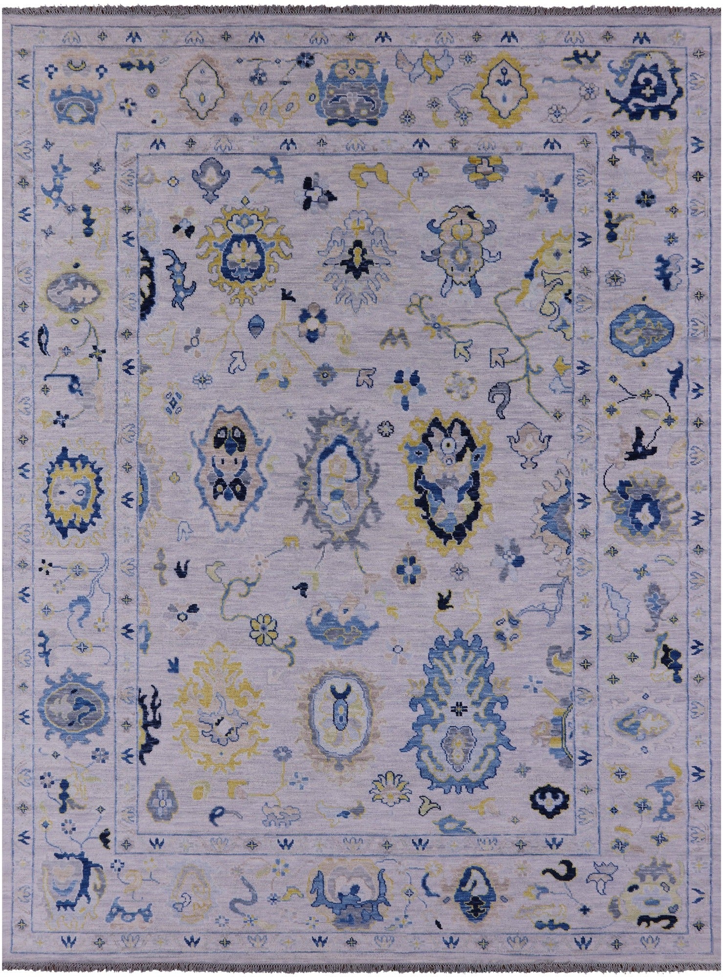 Grey Turkish Oushak Hand Knotted Wool Rug - 9' 11" X 13' 11" - Golden Nile