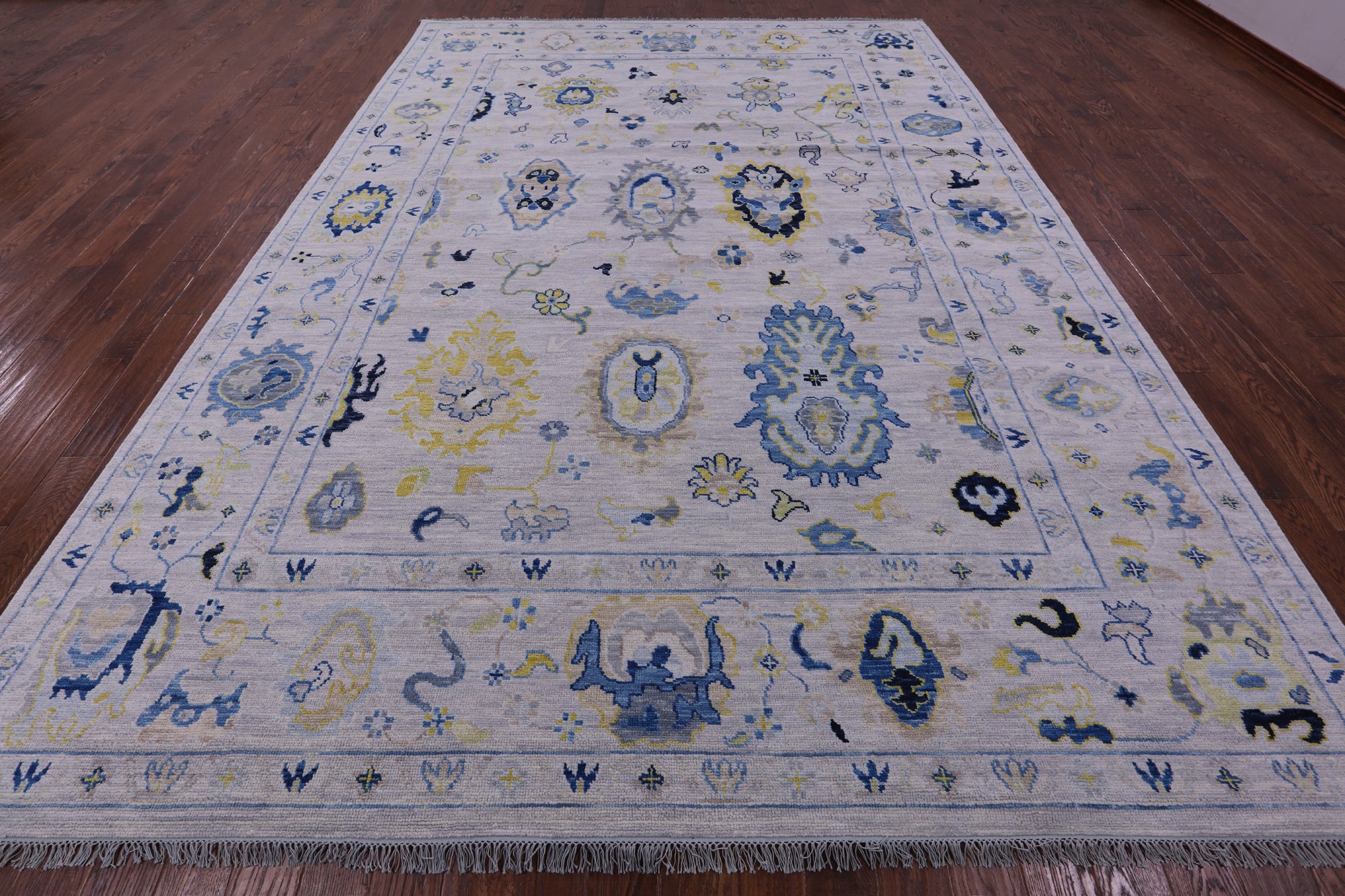 Grey Turkish Oushak Hand Knotted Wool Rug - 9' 11" X 13' 11" - Golden Nile