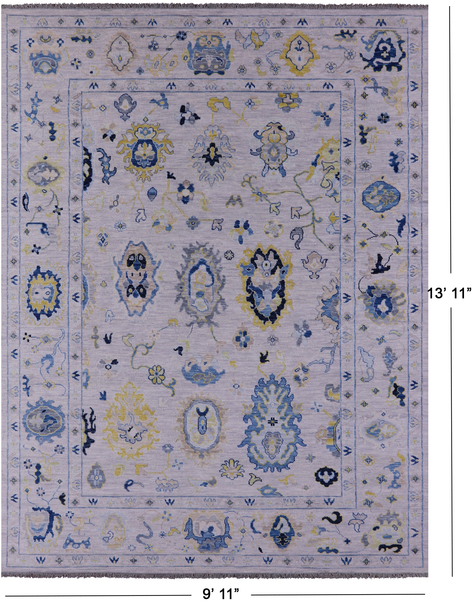 Grey Turkish Oushak Hand Knotted Wool Rug - 9' 11" X 13' 11" - Golden Nile