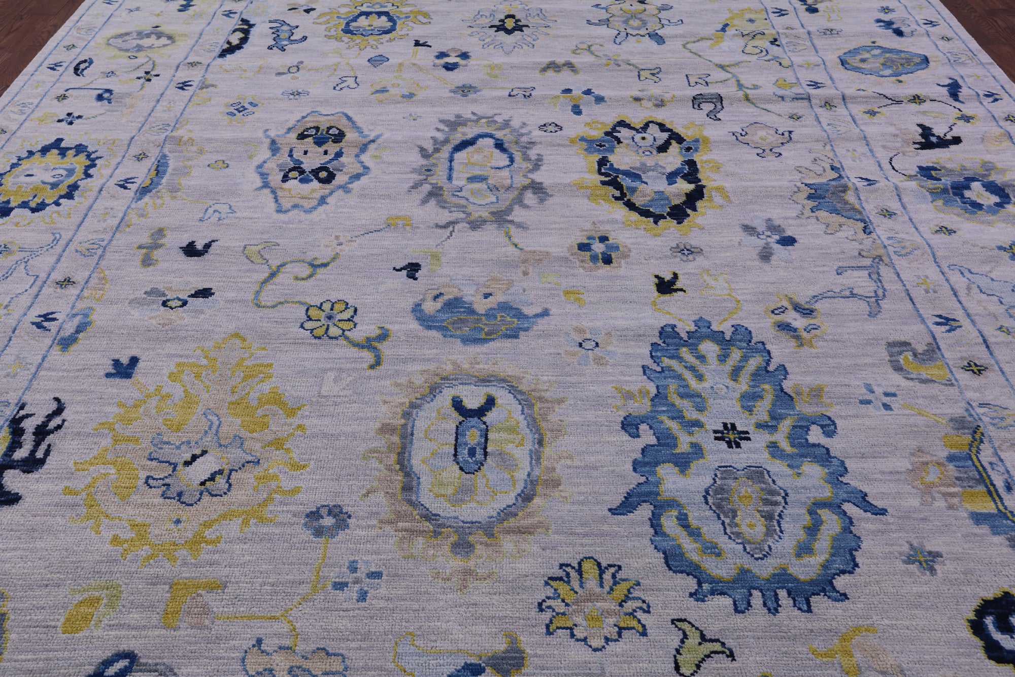 Grey Turkish Oushak Hand Knotted Wool Rug - 9' 11" X 13' 11" - Golden Nile