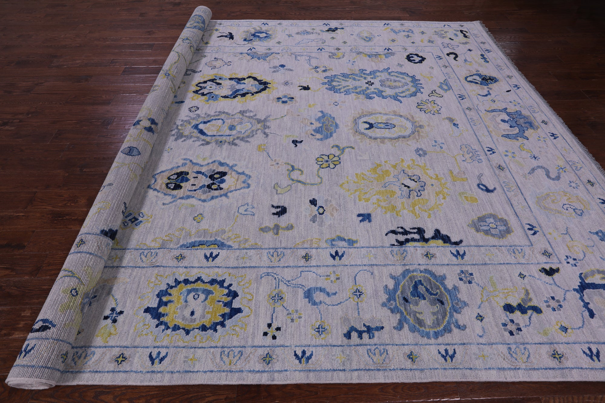 Grey Turkish Oushak Hand Knotted Wool Rug - 9' 11" X 13' 11" - Golden Nile