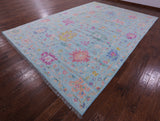 Blue Turkish Oushak Hand Knotted Wool Rug - 10' 1" X 14' 3" - Golden Nile