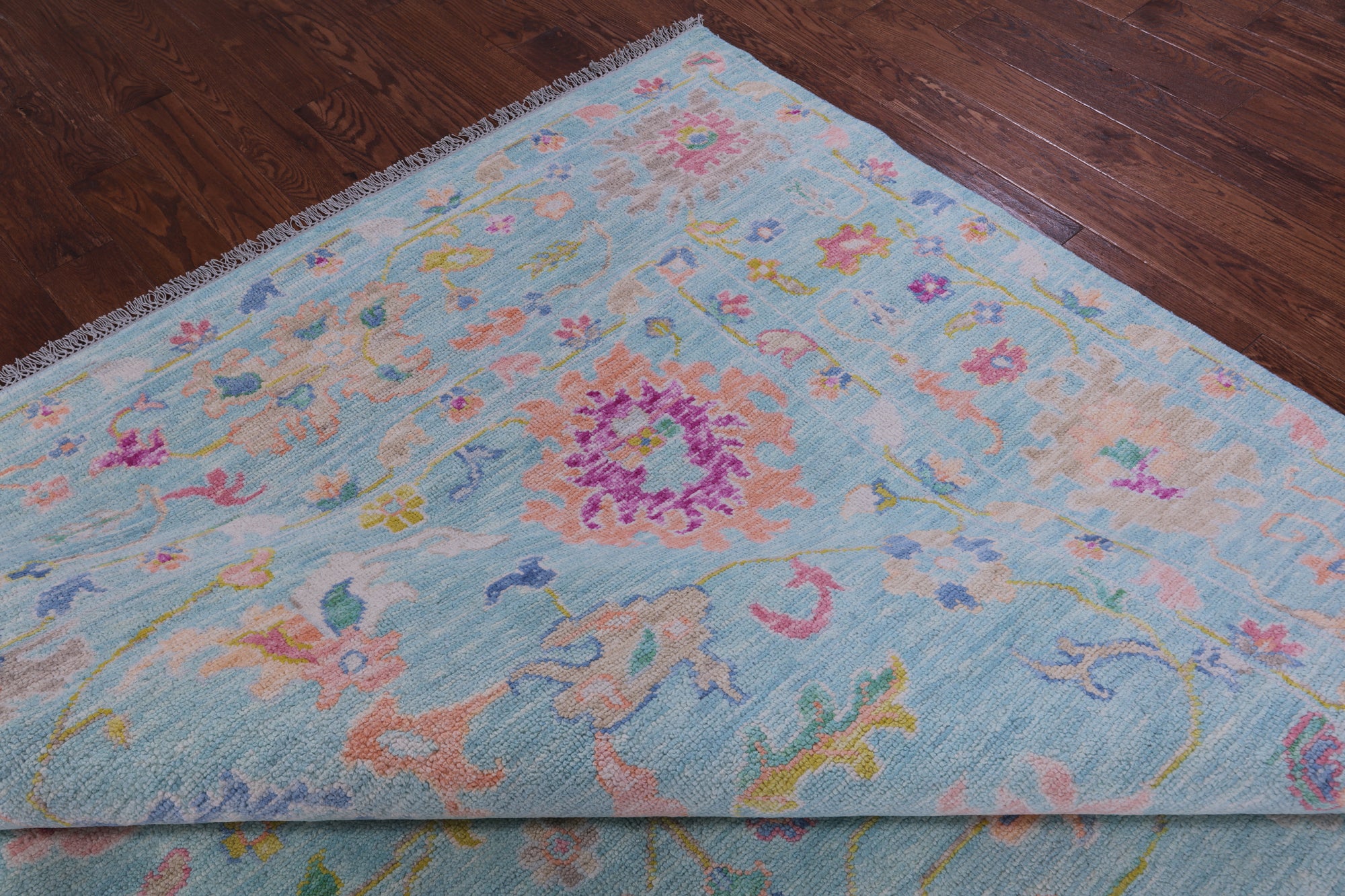 Blue Turkish Oushak Hand Knotted Wool Rug - 10' 1" X 14' 3" - Golden Nile