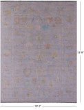 Silver Turkish Oushak Hand Knotted Wool Rug - 10' 2" X 13' 9" - Golden Nile