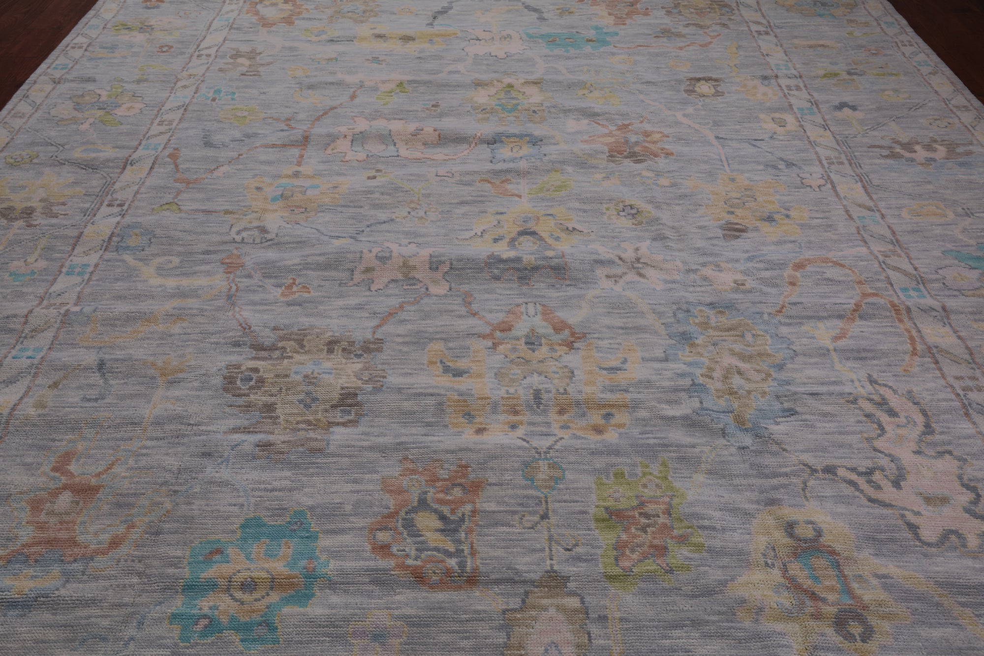 SUPER SALE Silver Turkish Oushak Hand Knotted Wool Rug - 10' 2" X 13' 9"