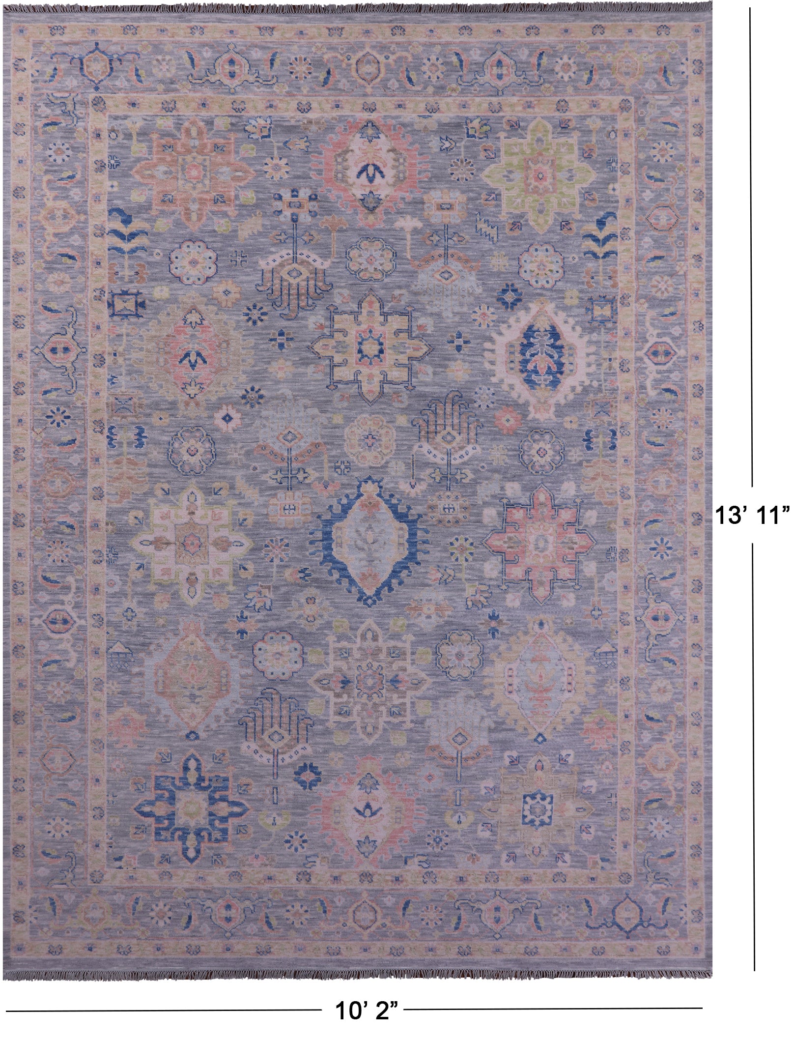 Grey Persian Fine Serapi Hand Knotted Wool Rug - 10' 2" X 13' 11" - Golden Nile