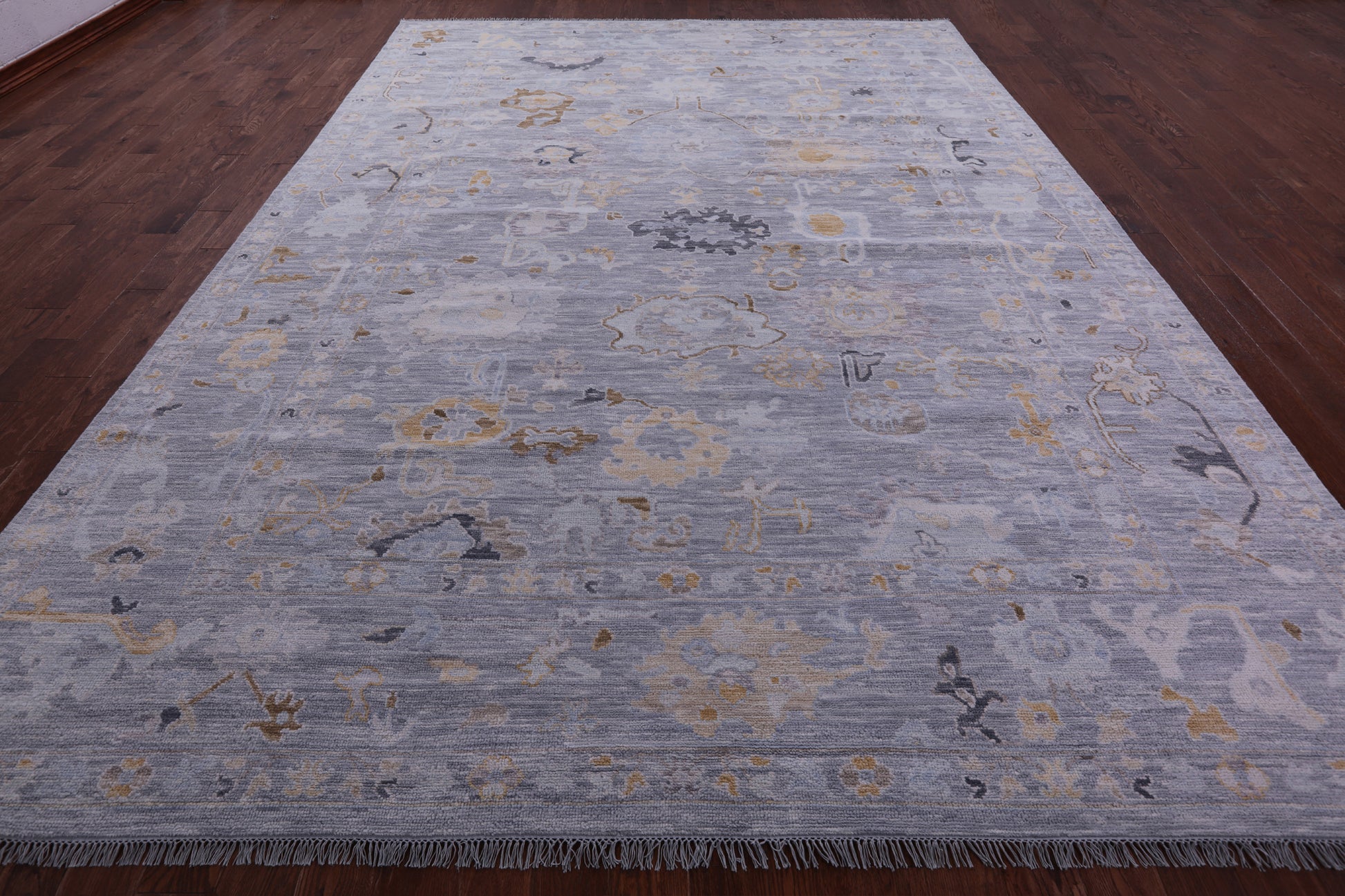 Grey Turkish Oushak Handmade Wool Rug - 10' 1" X 13' 11" - Golden Nile