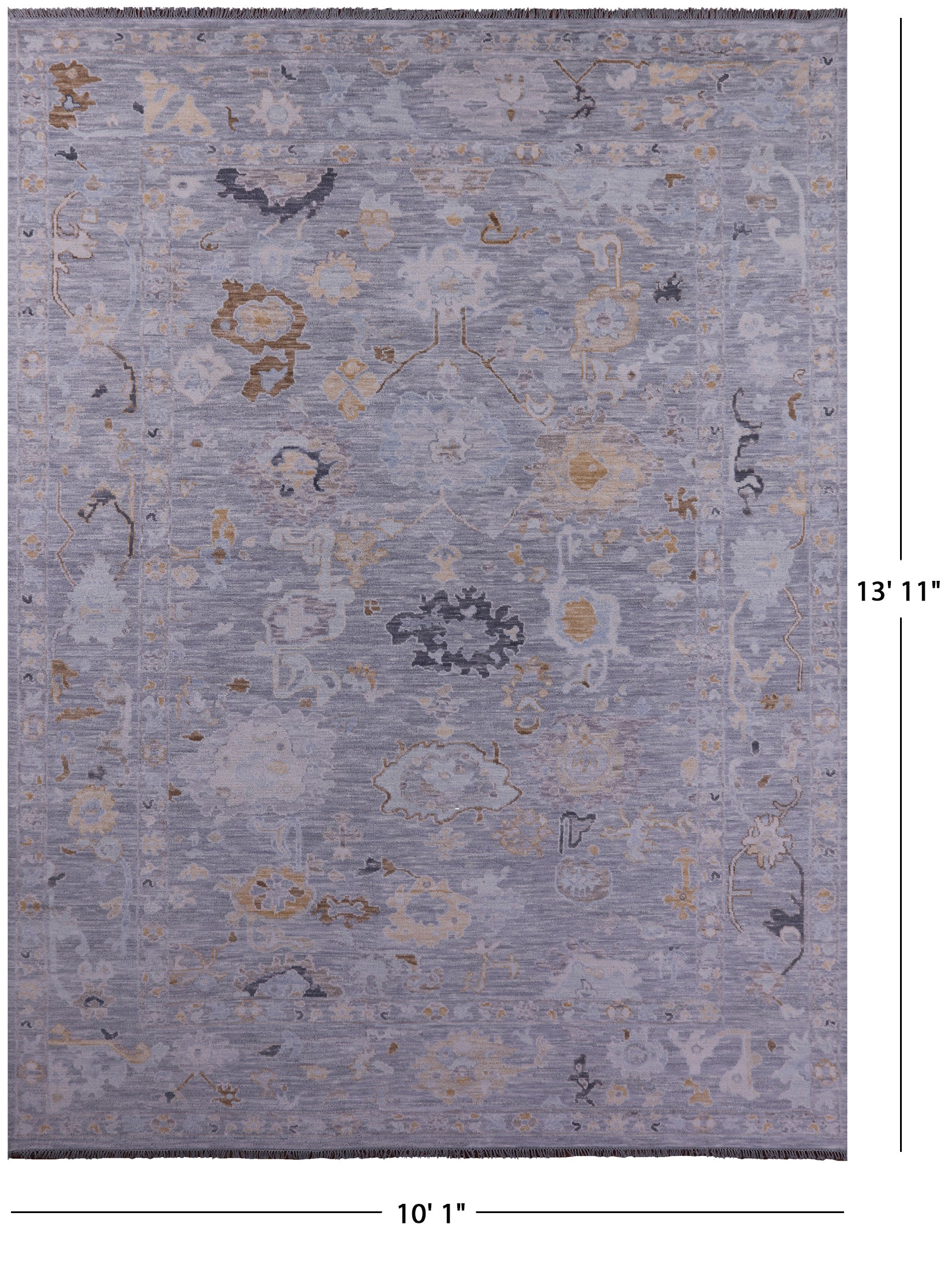 Grey Turkish Oushak Handmade Wool Rug - 10' 1" X 13' 11" - Golden Nile