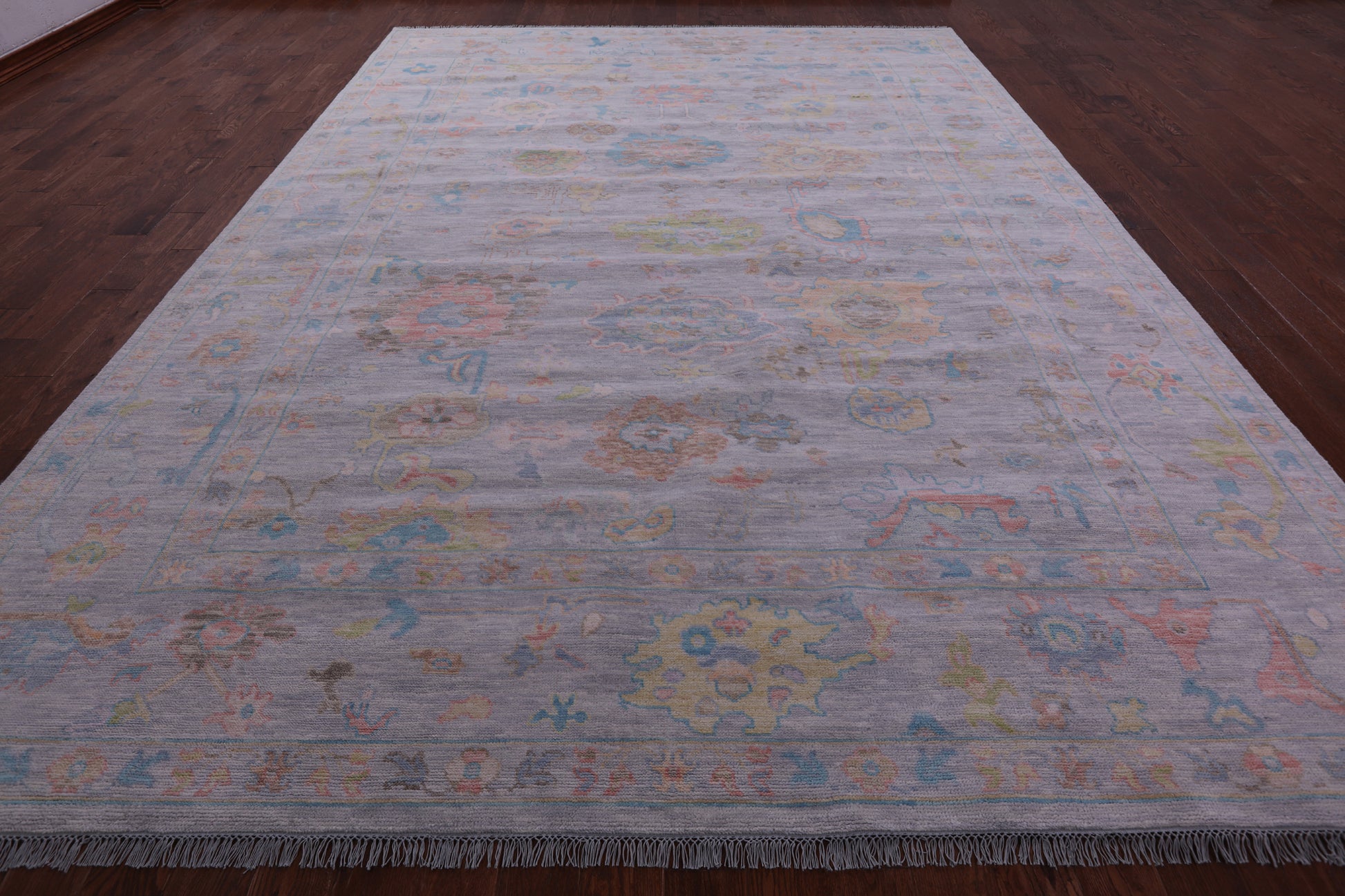 Silver Turkish Oushak Handmade Wool Rug - 10' 1" X 13' 10" - Golden Nile