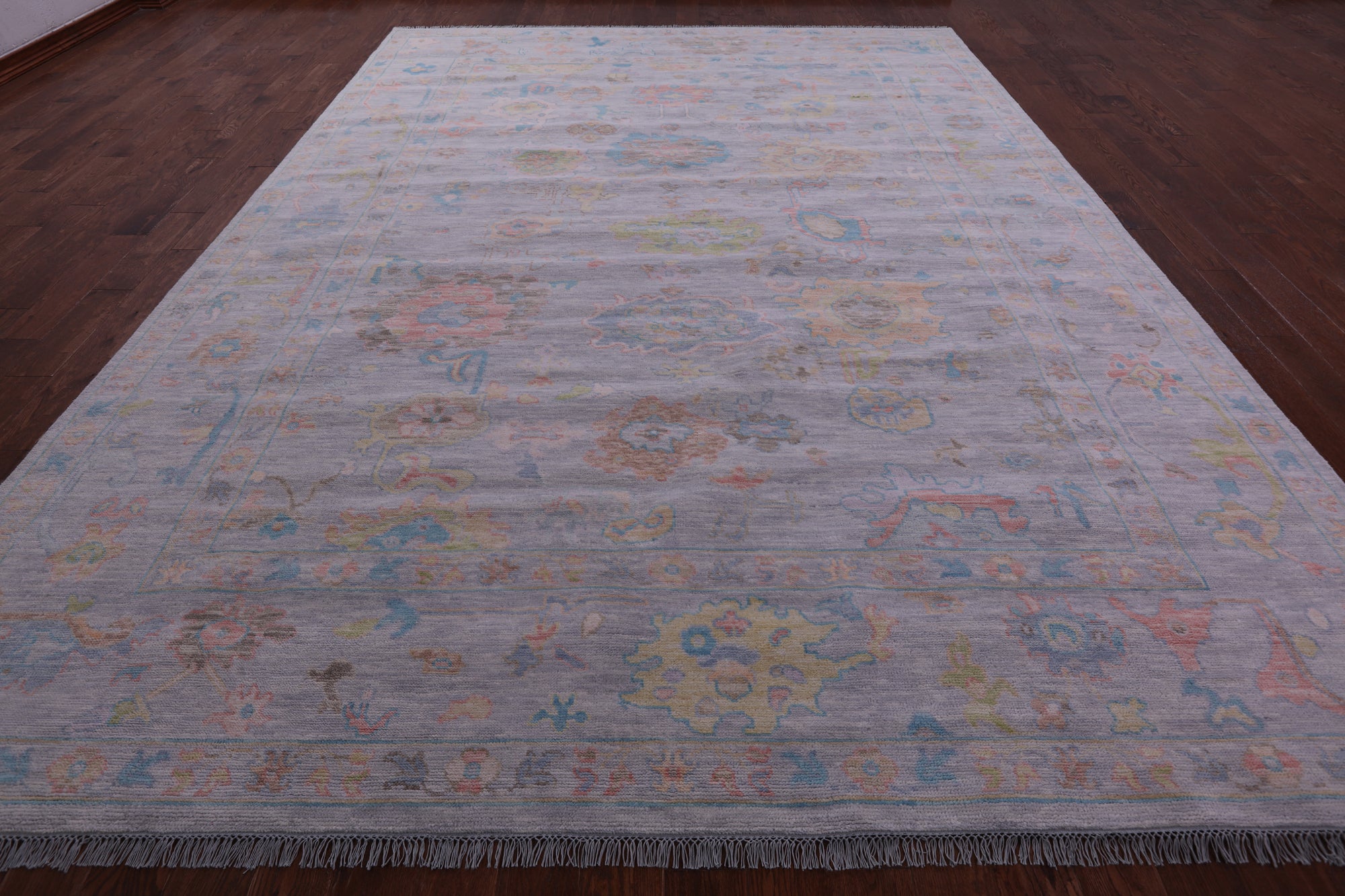 Silver Turkish Oushak Handmade Wool Rug - 10' 1" X 13' 10" - Golden Nile