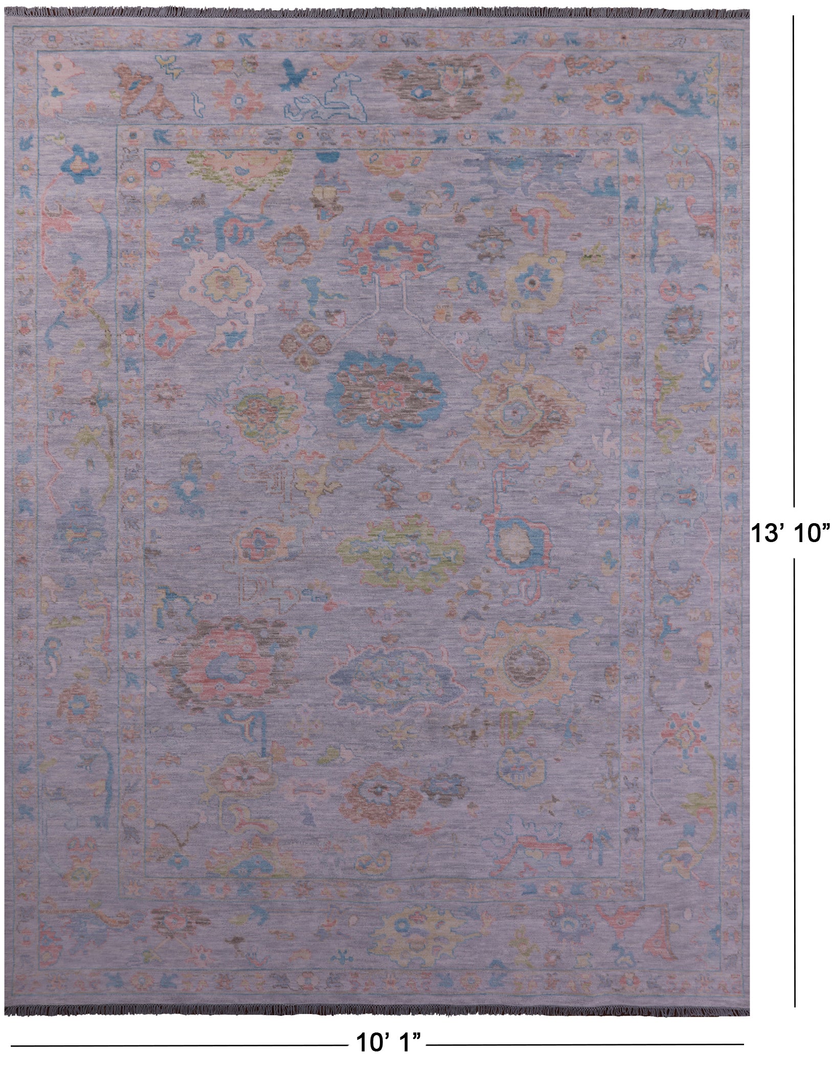 Silver Turkish Oushak Handmade Wool Rug - 10' 1" X 13' 10" - Golden Nile