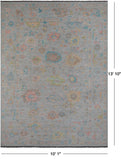SUPER SALE Silver Turkish Oushak Handmade Wool Rug - 10' 1" X 13' 10"