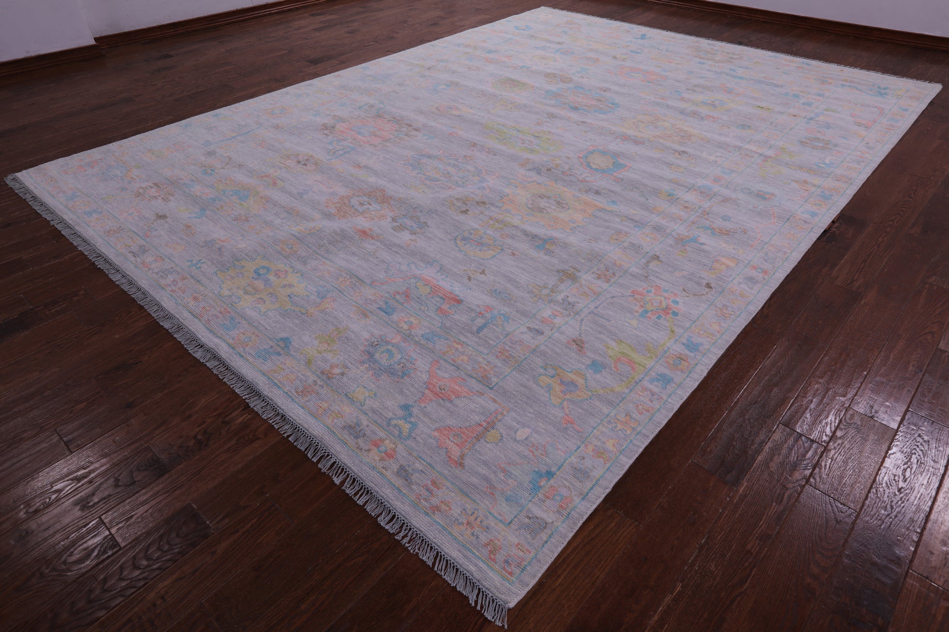 Silver Turkish Oushak Handmade Wool Rug - 10' 1" X 13' 10" - Golden Nile