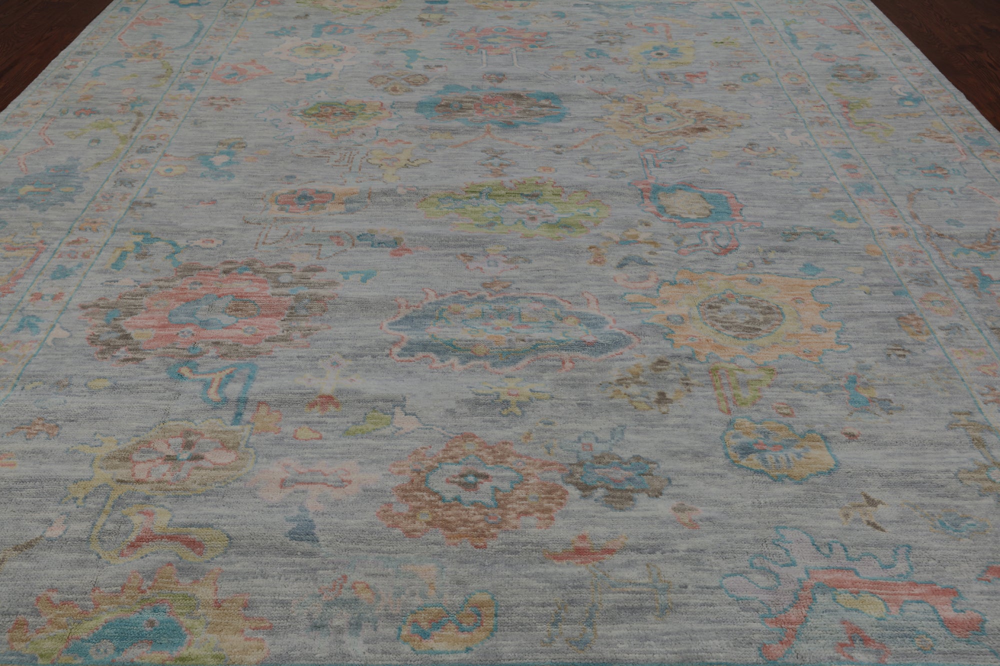 SUPER SALE Silver Turkish Oushak Handmade Wool Rug - 10' 1" X 13' 10"