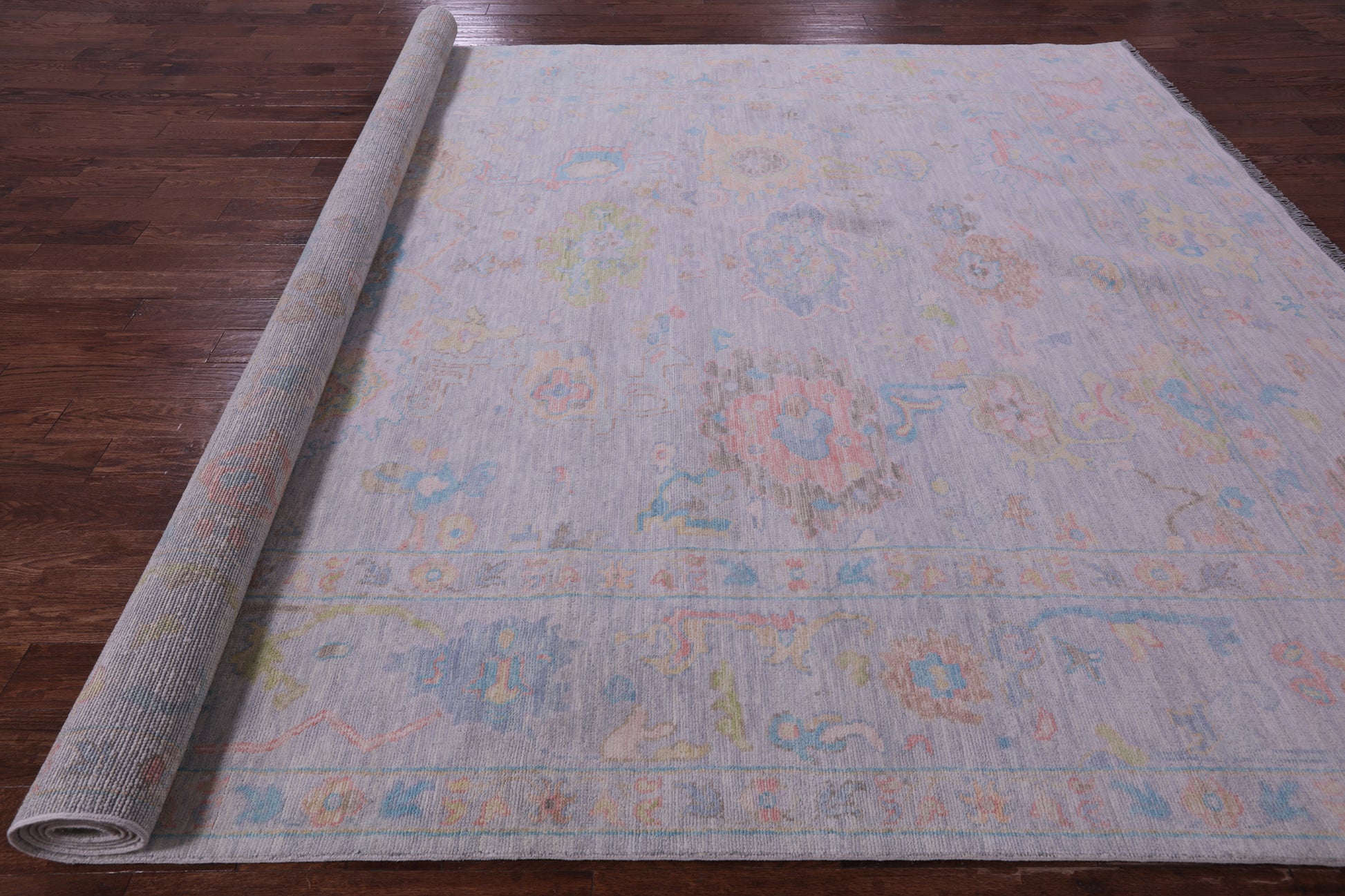 Silver Turkish Oushak Handmade Wool Rug - 10' 1" X 13' 10" - Golden Nile
