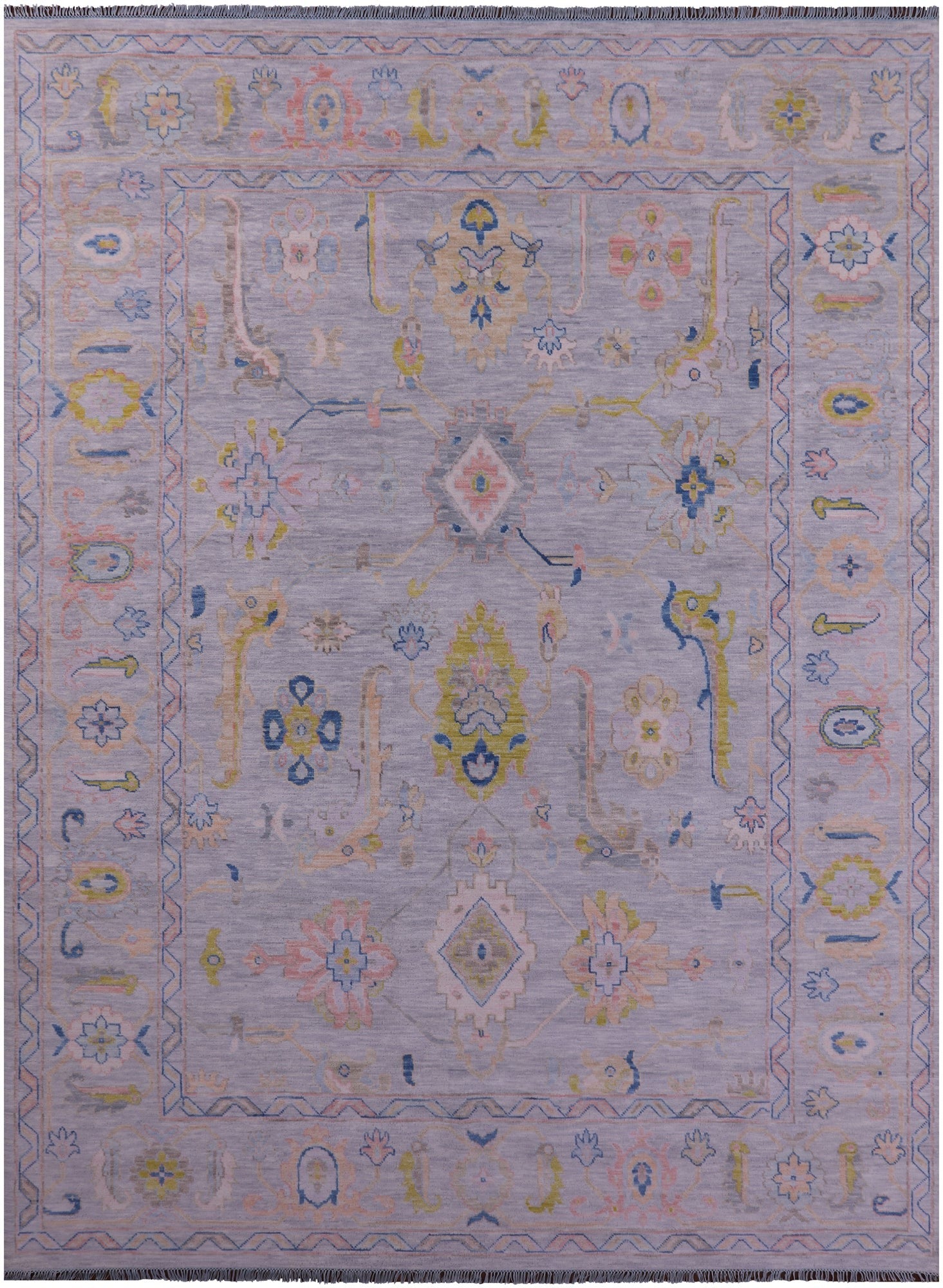 Silver Turkish Oushak Hand Knotted Wool Rug - 10' 3" X 13' 8" - Golden Nile