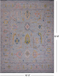 SUPER SALE Silver Turkish Oushak Hand Knotted Wool Rug - 10' 3" X 13' 8"