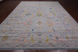 SUPER SALE Silver Turkish Oushak Hand Knotted Wool Rug - 10' 3" X 13' 8"