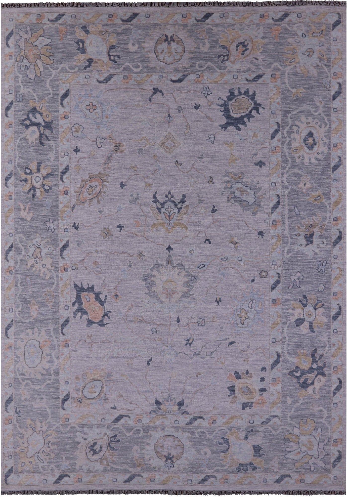 Silver Turkish Oushak Hand Knotted Wool Rug - 10' 0" X 13' 11" - Golden Nile