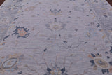 Silver Turkish Oushak Hand Knotted Wool Rug - 10' 0" X 13' 11" - Golden Nile