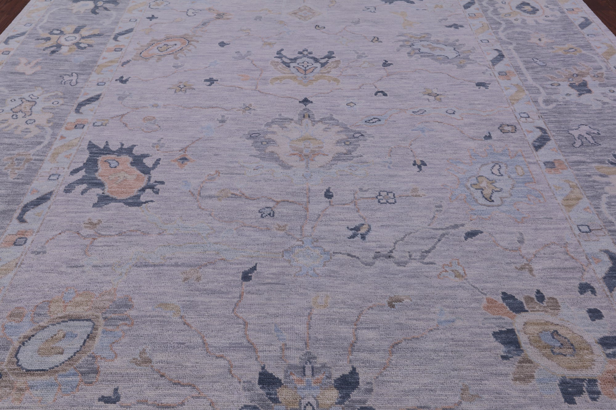 Silver Turkish Oushak Hand Knotted Wool Rug - 10' 0" X 13' 11" - Golden Nile