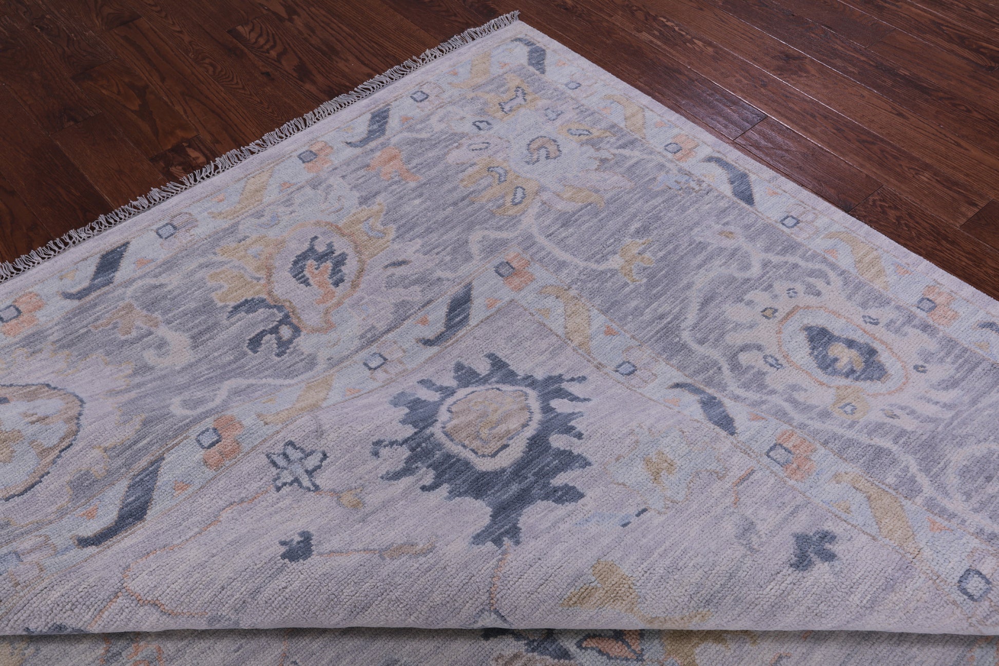 Silver Turkish Oushak Hand Knotted Wool Rug - 10' 0" X 13' 11" - Golden Nile