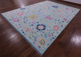 Blue Turkish Oushak Hand Knotted Wool Rug - 10' 1" X 13' 11" - Golden Nile