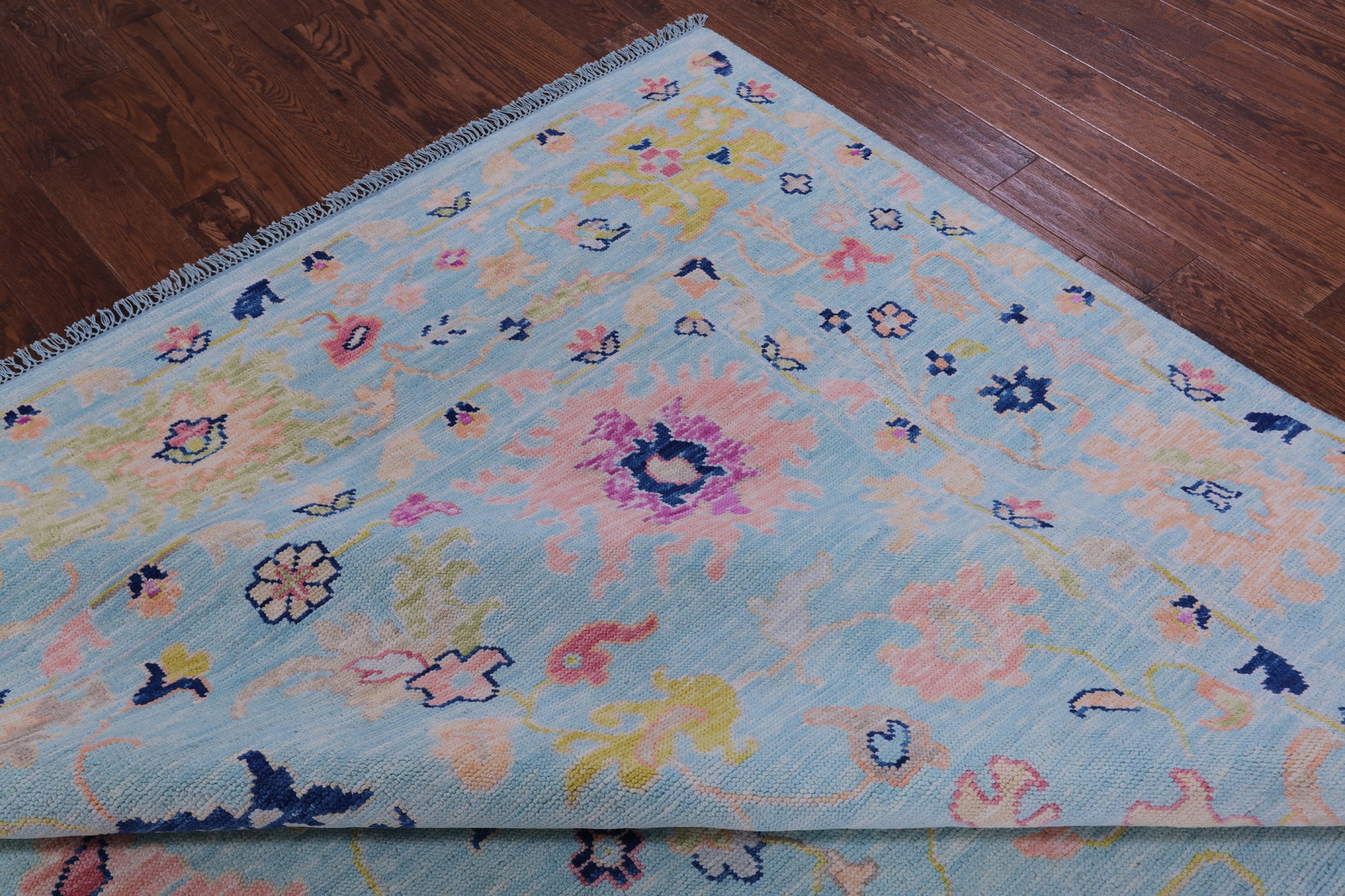 Blue Turkish Oushak Hand Knotted Wool Rug - 10' 1" X 13' 11" - Golden Nile