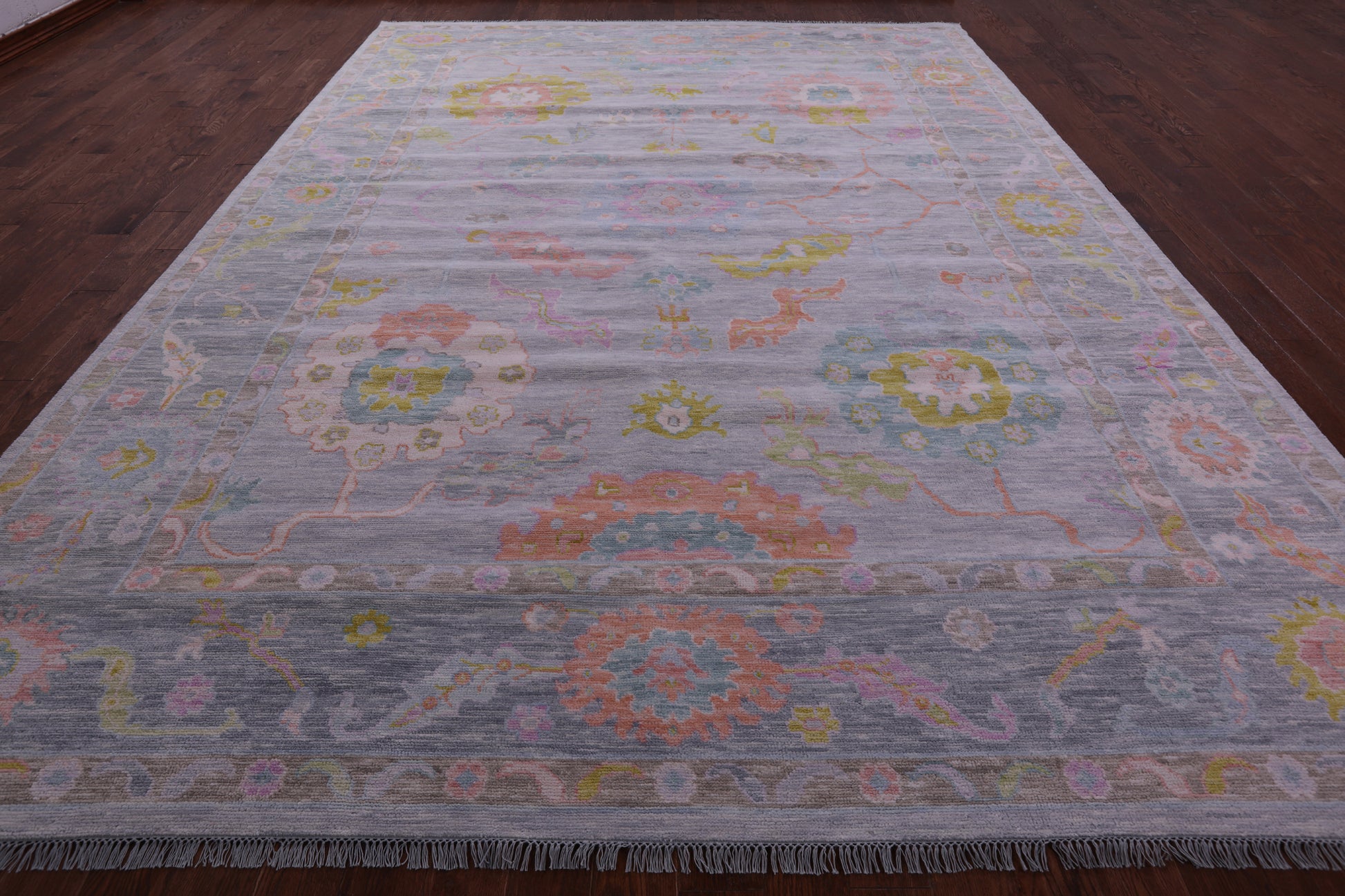 Grey Turkish Oushak Hand Knotted Wool Rug - 10' 3" X 13' 11" - Golden Nile