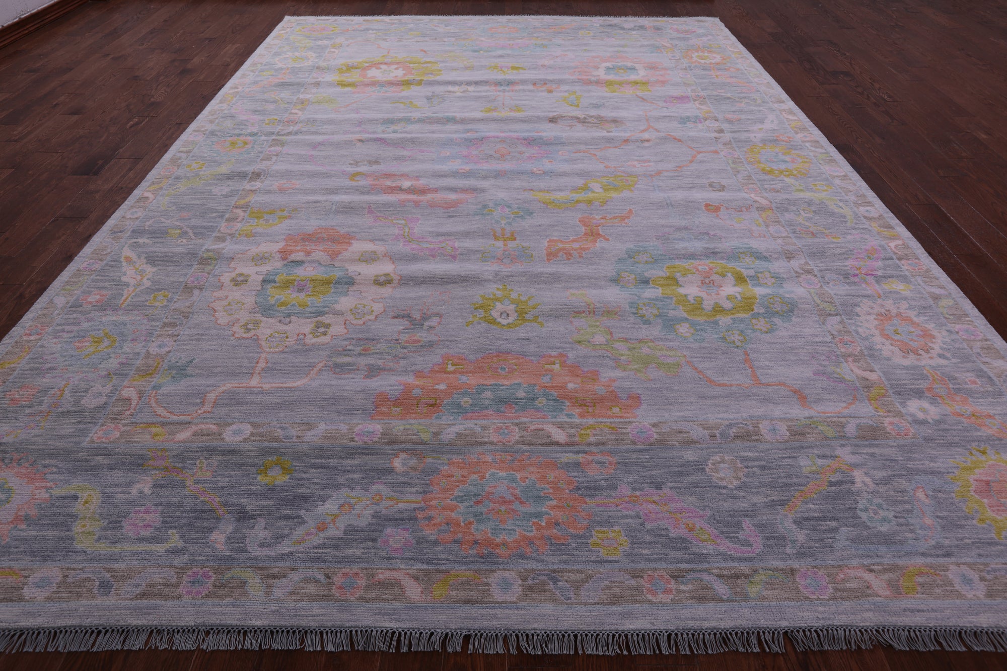 Grey Turkish Oushak Hand Knotted Wool Rug - 10' 3" X 13' 11" - Golden Nile
