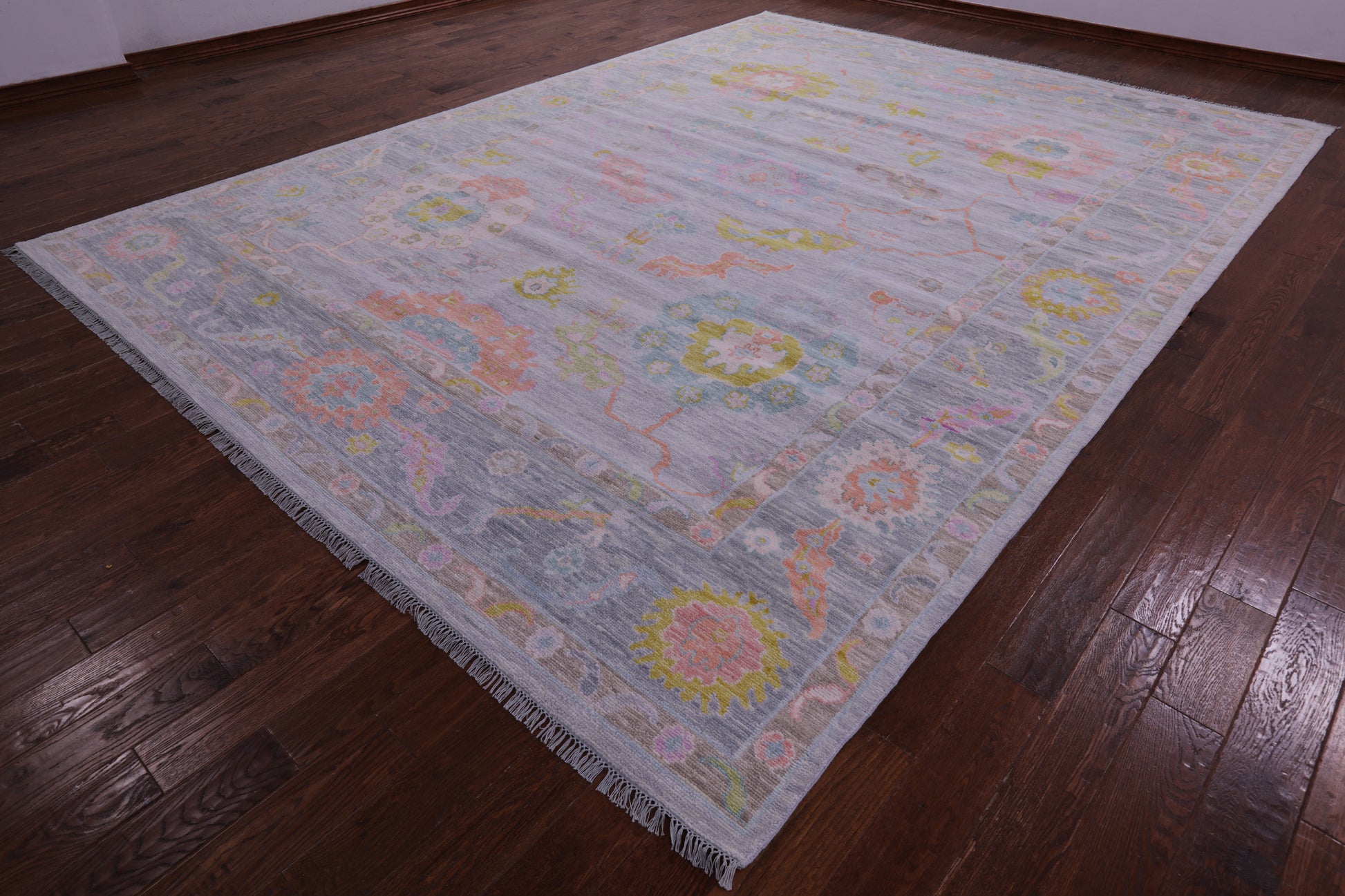 Grey Turkish Oushak Hand Knotted Wool Rug - 10' 3" X 13' 11" - Golden Nile