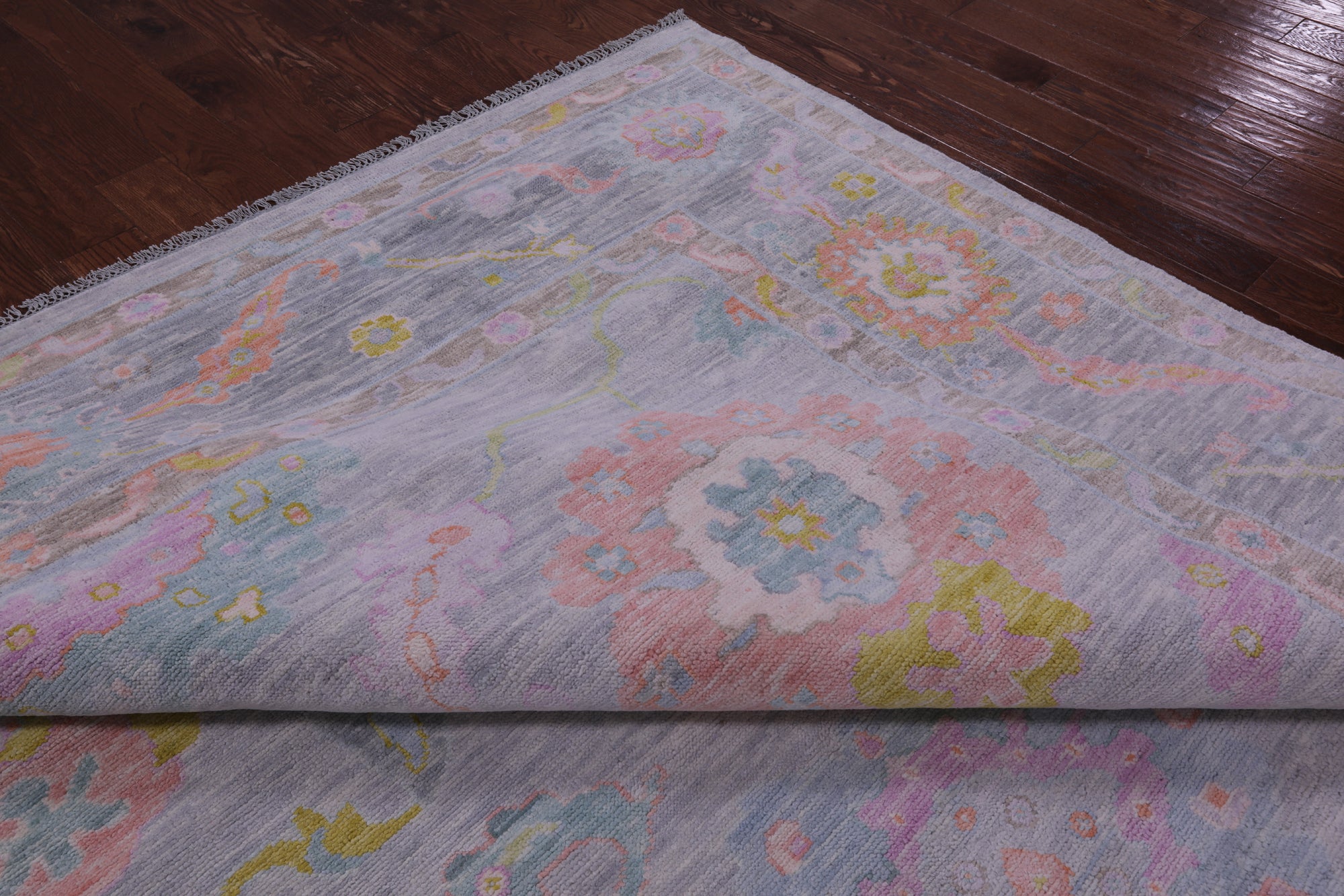 Grey Turkish Oushak Hand Knotted Wool Rug - 10' 3" X 13' 11" - Golden Nile